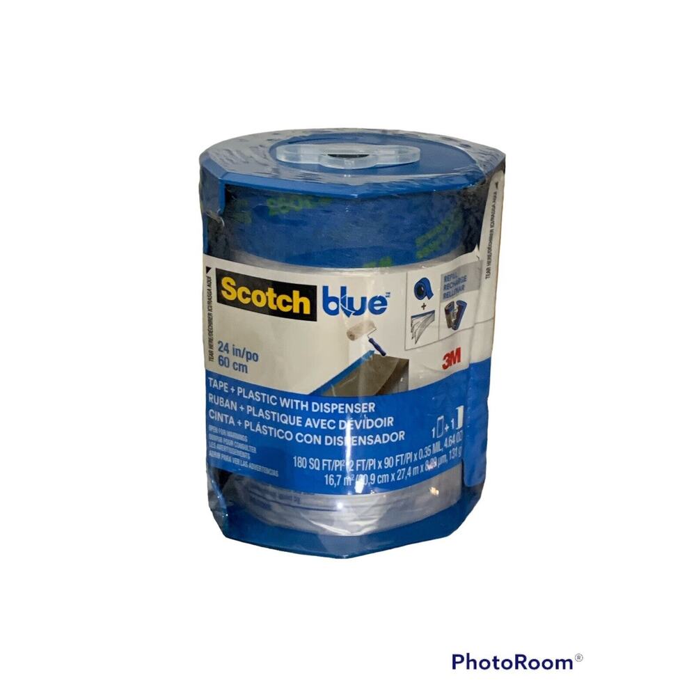 3M, Scotch, blue, 24" x 90', Pre-Taped Painter's Plastic With Dispenser